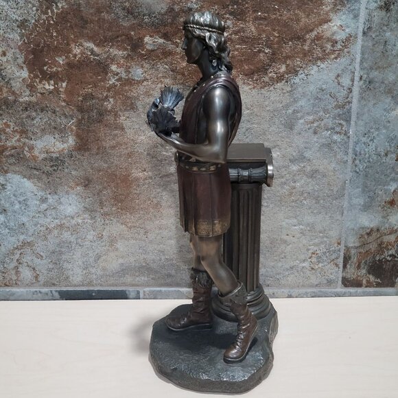 Hymenaeus Bronze Statue Sculpture Holding Two Doves Greek God of Marriage Feasts - Picture 8 of 10